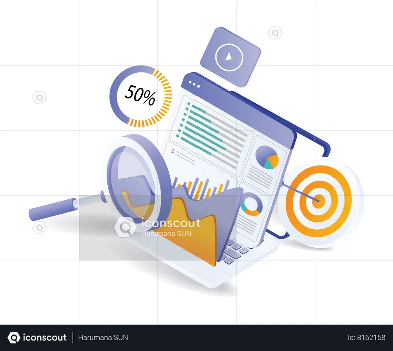 Analista de negocios de datos de marketing digital  Ilustración