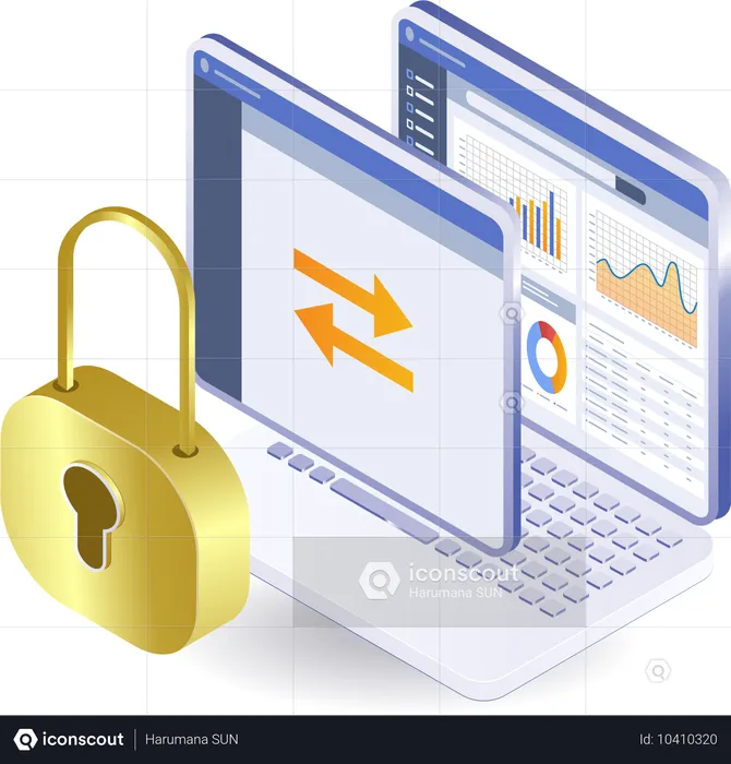 Proceso de seguridad de datos del analista de negocios  Ilustración