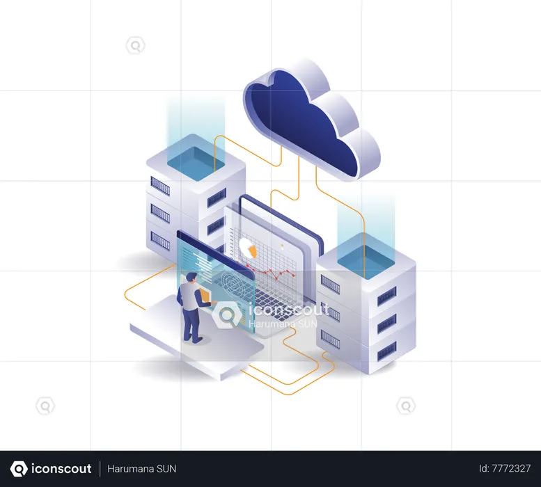 Análisis de datos de alojamiento de servidores en la nube  Ilustración