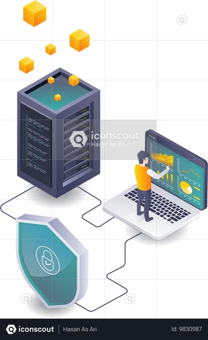 Análisis de la seguridad del servidor en la nube en tecnología informática  Ilustración