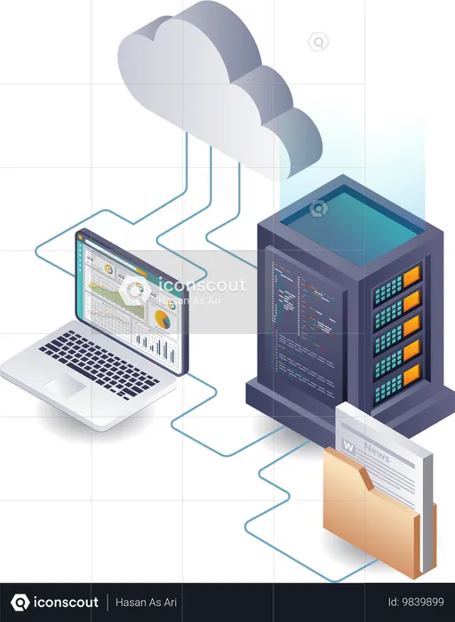 Análisis de redes de datos en sistemas de servidores en la nube  Ilustración