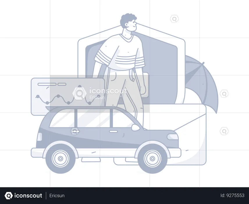 Homme faisant une analyse d'assurance  Illustration