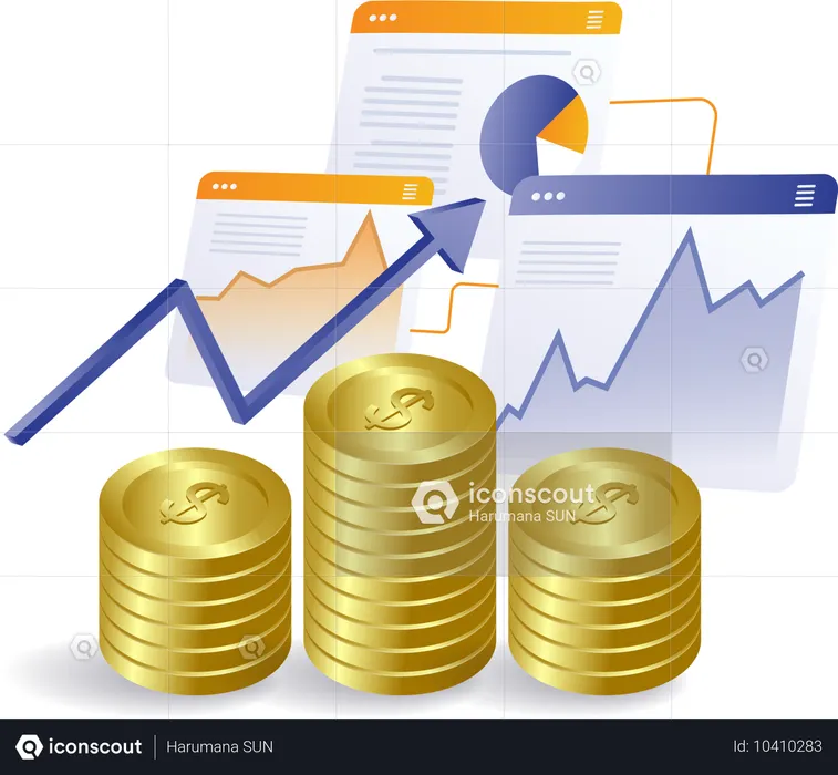 Écran de données d'analyse du développement financier de l'entreprise  Illustration