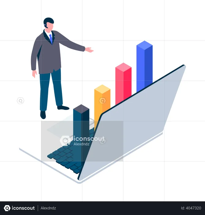 Analyse de données sur ordinateur portable  Illustration