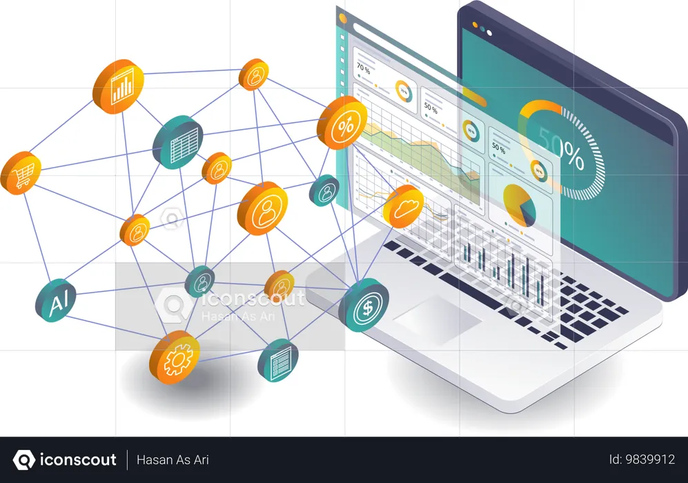 Analyse der Entwicklung von Geschäftsnetzwerken  Illustration