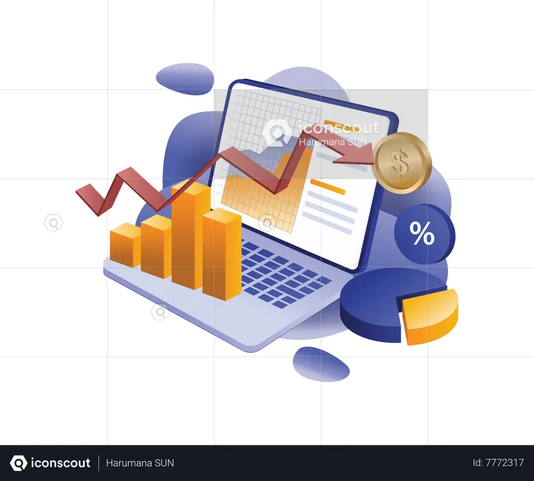 Analyse des données sur les revenus des entreprises d'investissement en ligne  Illustration