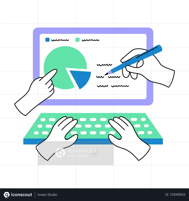 Analyser des données sur un ordinateur portable  Illustration