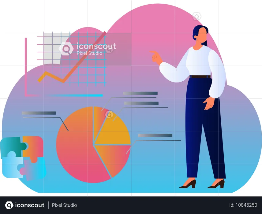 Femme faisant une analyse commerciale  Illustration