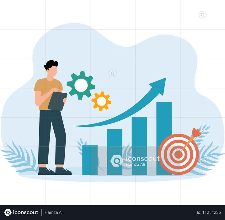 Analyse graphique de l'augmentation des bénéfices réalisée par l'employé  Illustration