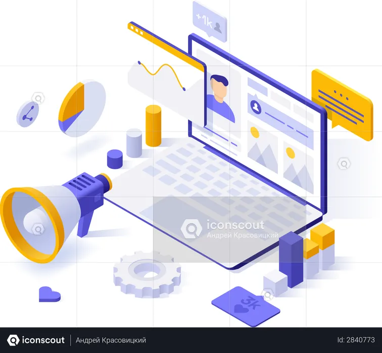 Analyse marketing des médias sociaux  Illustration