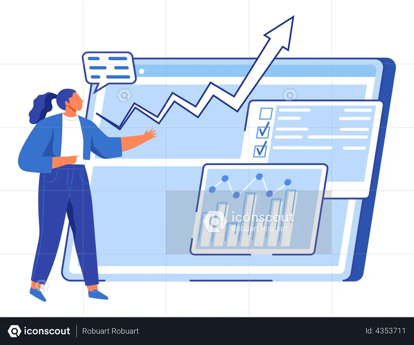 Analyser le graphique de croissance par femme d'affaires  Illustration