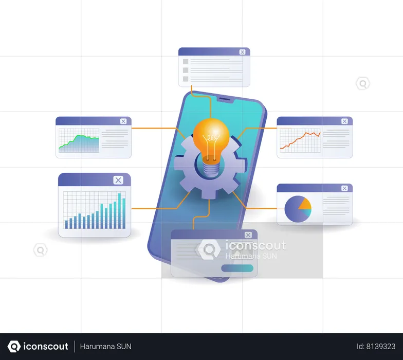 Analysis ideas for developing an infographic business  Illustration