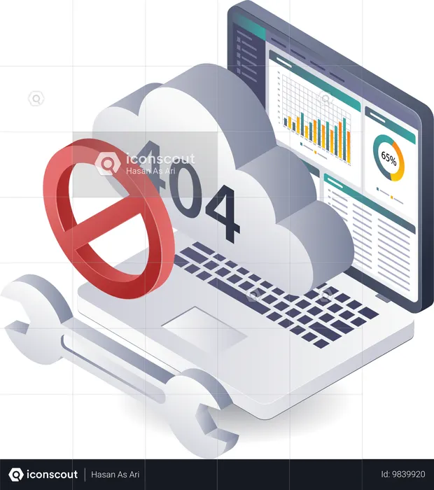 クラウド サーバー データ システムにおける警告エラー コード 404 の分析  イラスト