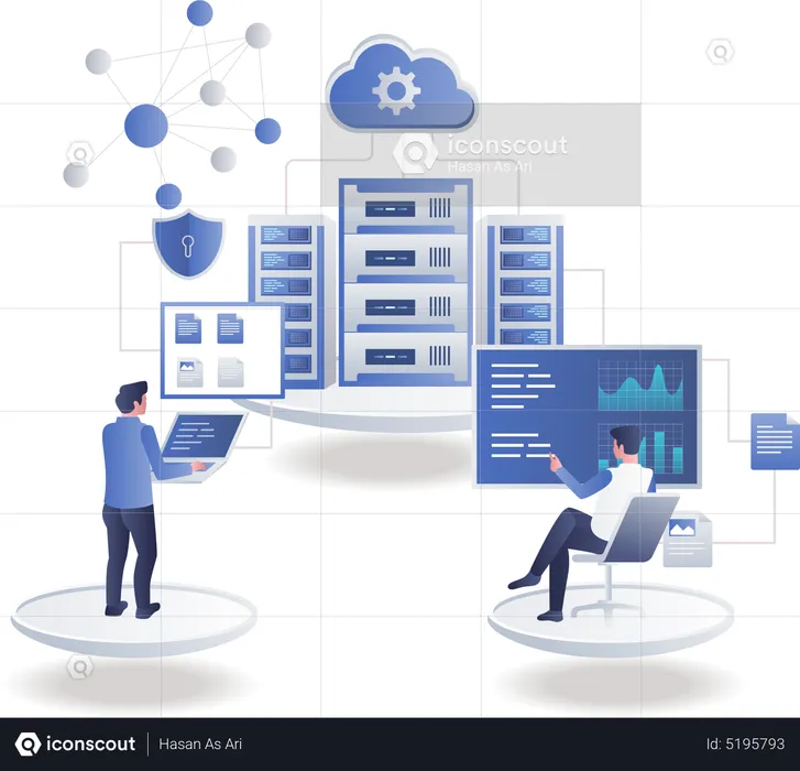 Analyst data cloud server  Illustration