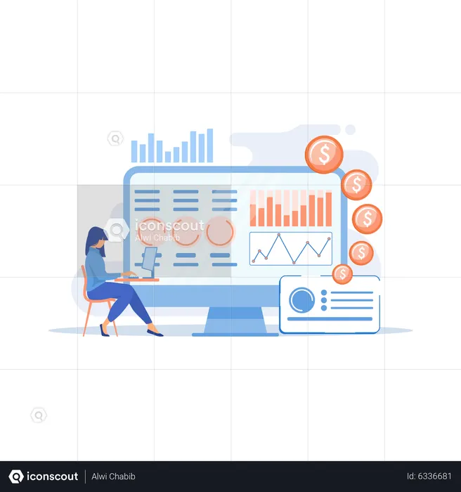 Analyste de données consolidant les informations financières  Illustration