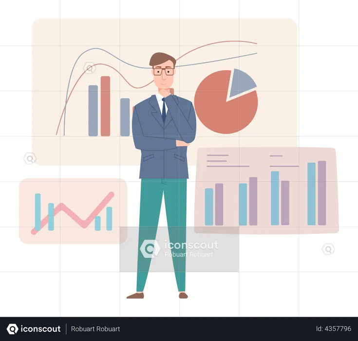 Analytics by businessman  Illustration