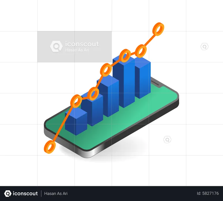 Analytics graph on smartphone  Illustration