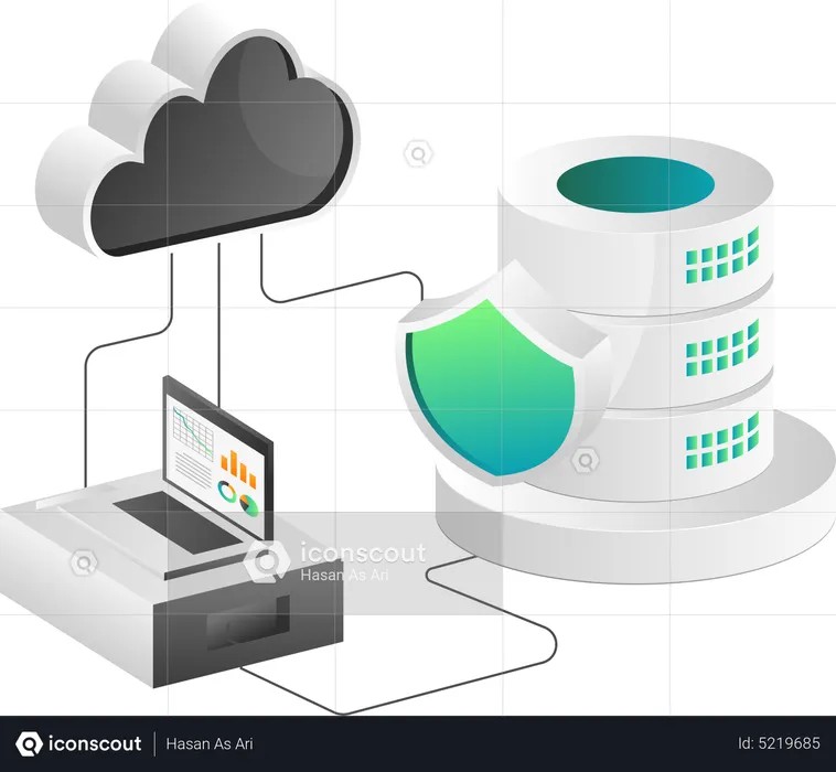 Analyze cloud server database  Illustration