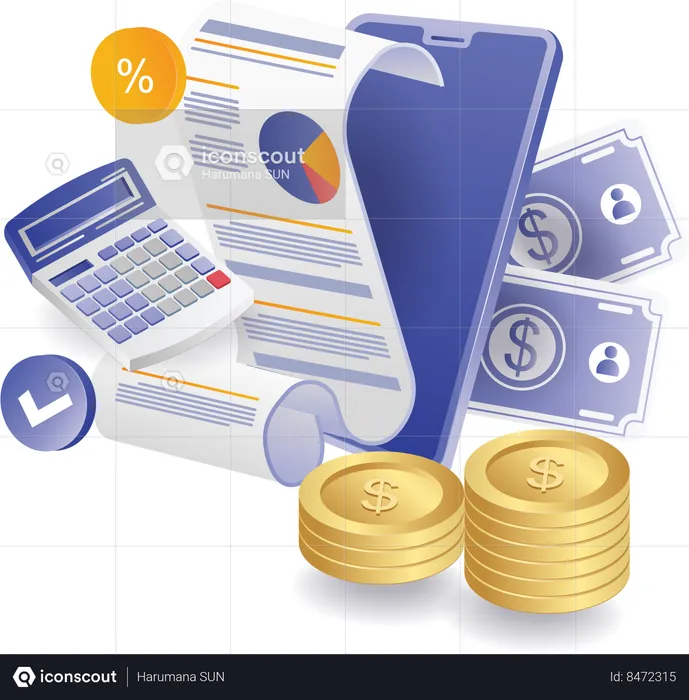 Analyze financial data with smartphone applications  Illustration