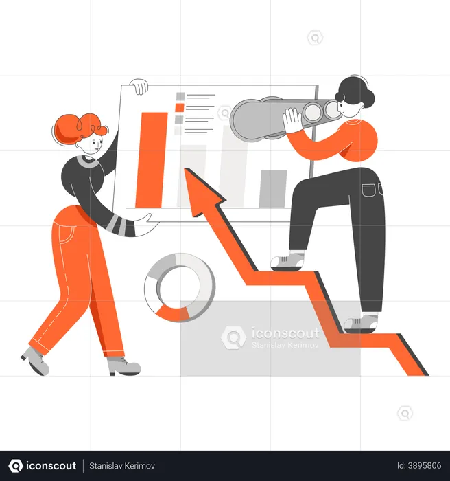 Analyze market growth graph  Illustration