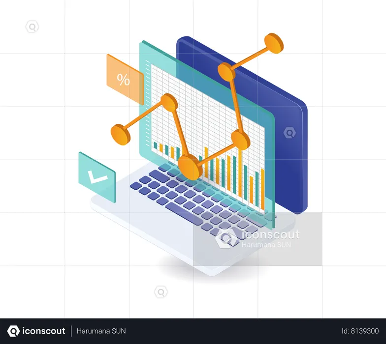 Analyzing business computers  Illustration