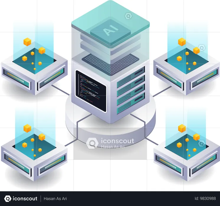 Analyzing Cloud Server Security with AI Technology  Illustration