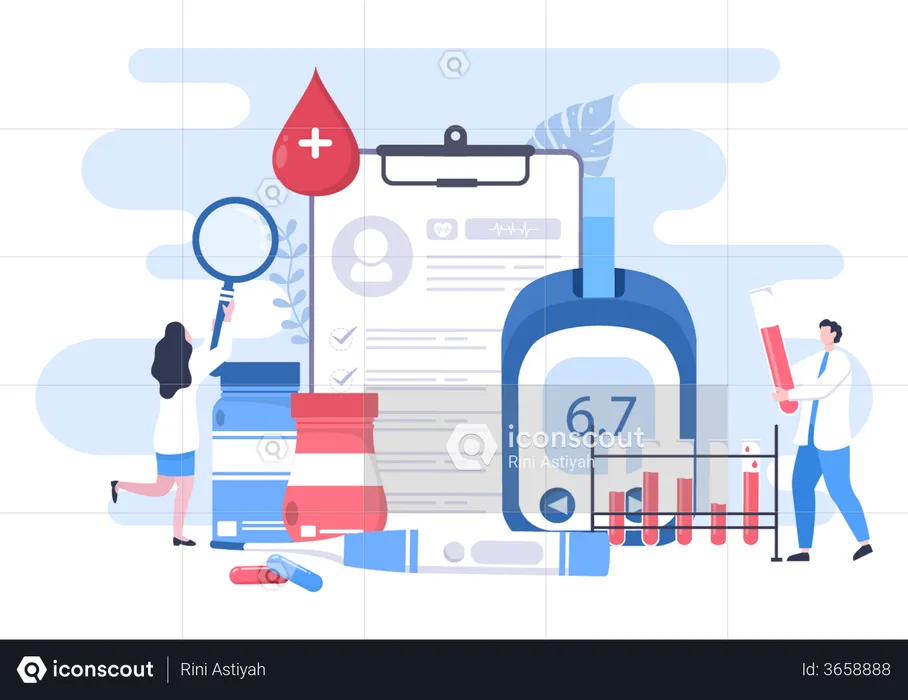 Analyzing diabetic patient report  Illustration