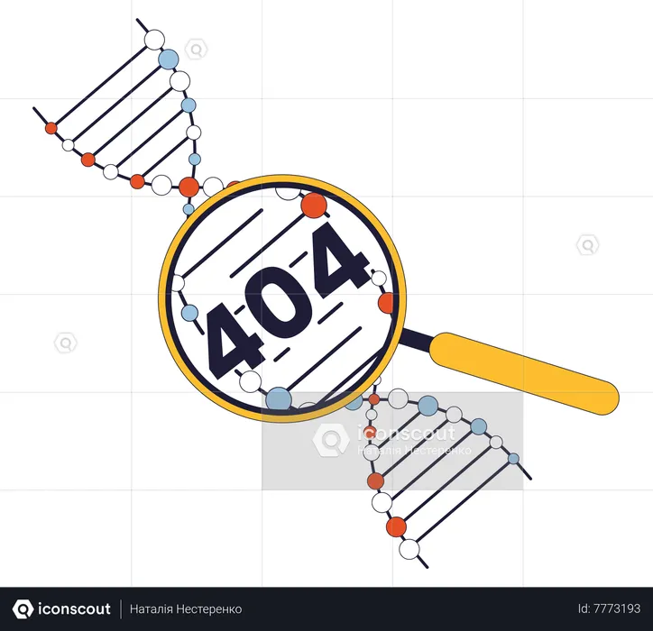 Analyzing genetic material through magnifying glass error 404  Illustration