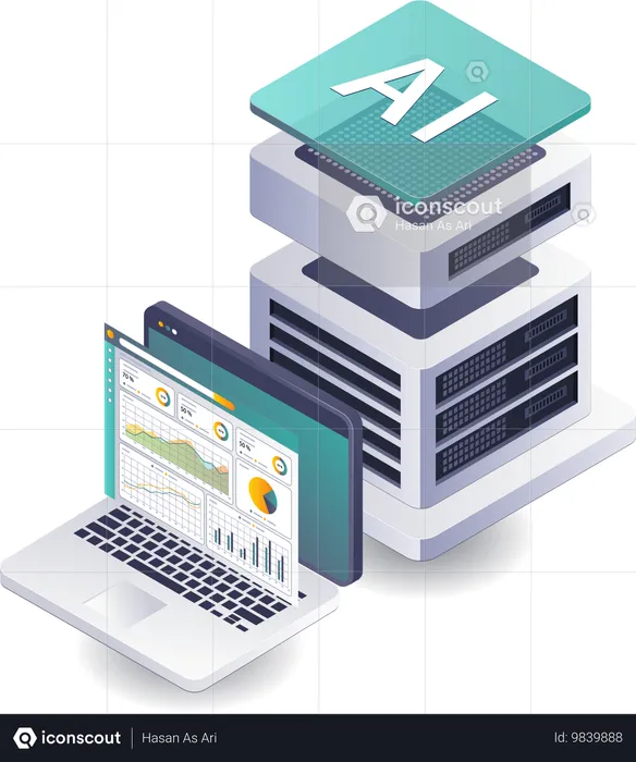 Analyzing Server Data Using Artificial Intelligence  Illustration