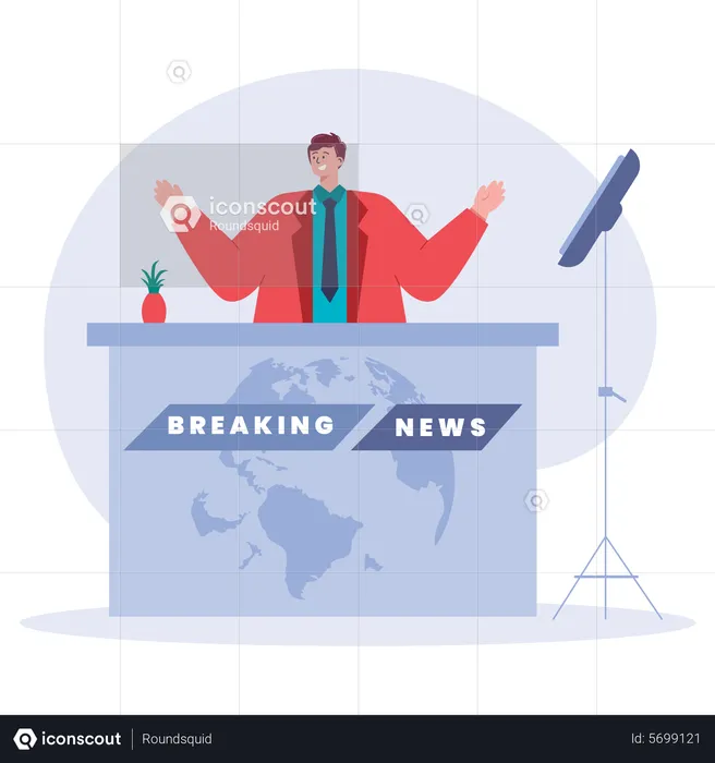 Anchor giving breaking news  Illustration