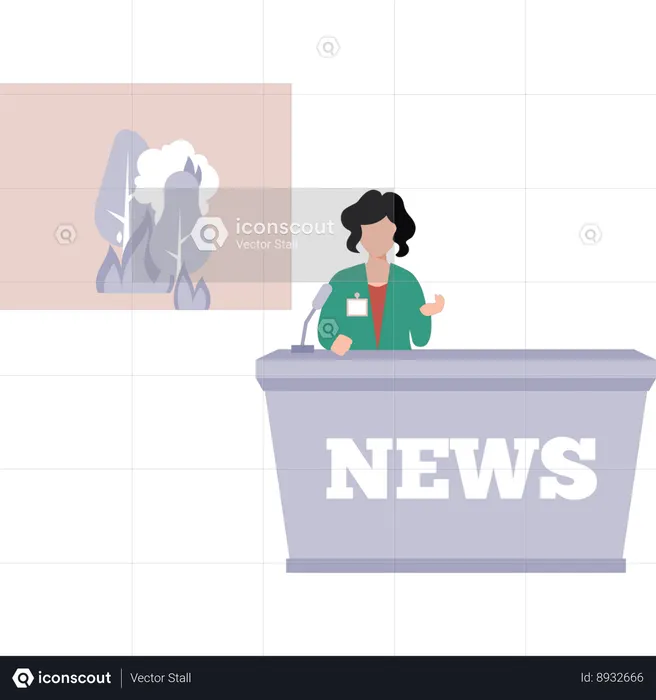 Anchor is giving live news  Illustration
