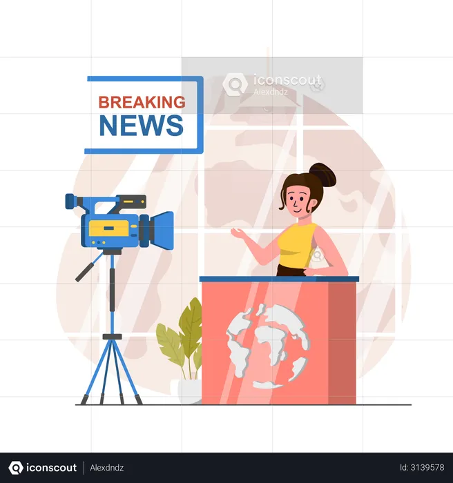 Anchor presenting Breaking news  Illustration
