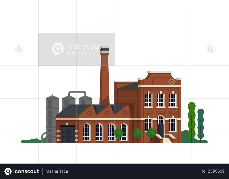 Ancienne usine avec cheminée  Illustration