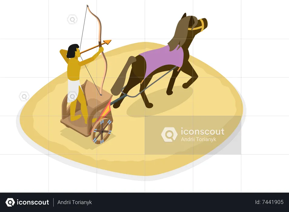 Ancient archer riding horse  Illustration