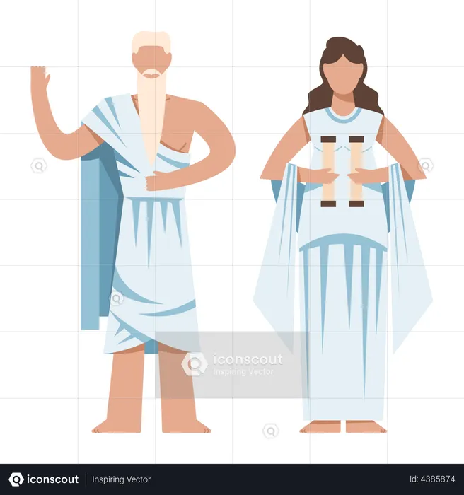 Ancient greek priest with torch  Illustration