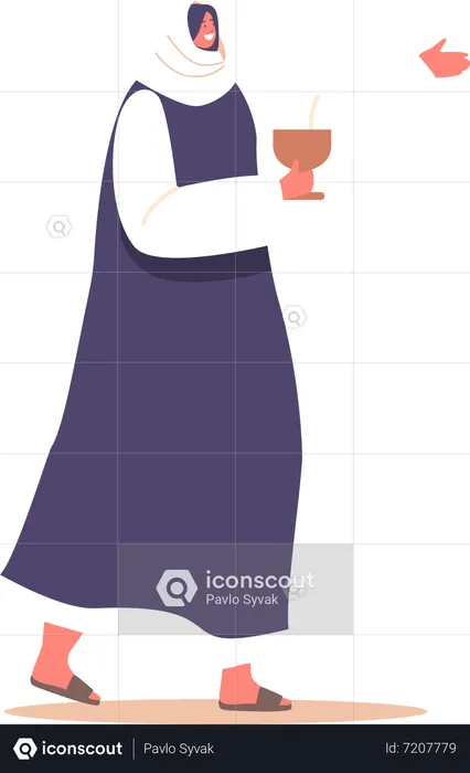 Ancient Israelite Woman Holding Cup Of Wine In Hands  Illustration