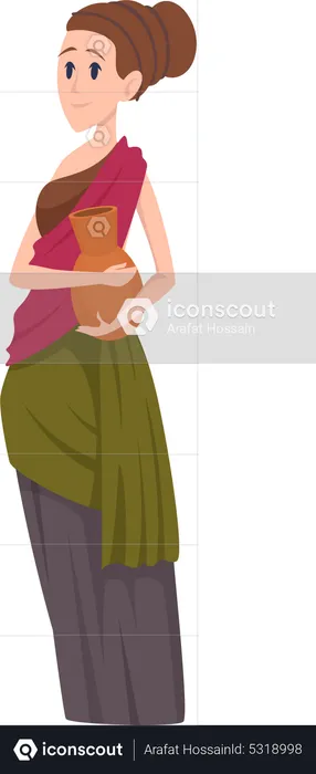 Ancient roman female beggar  Illustration