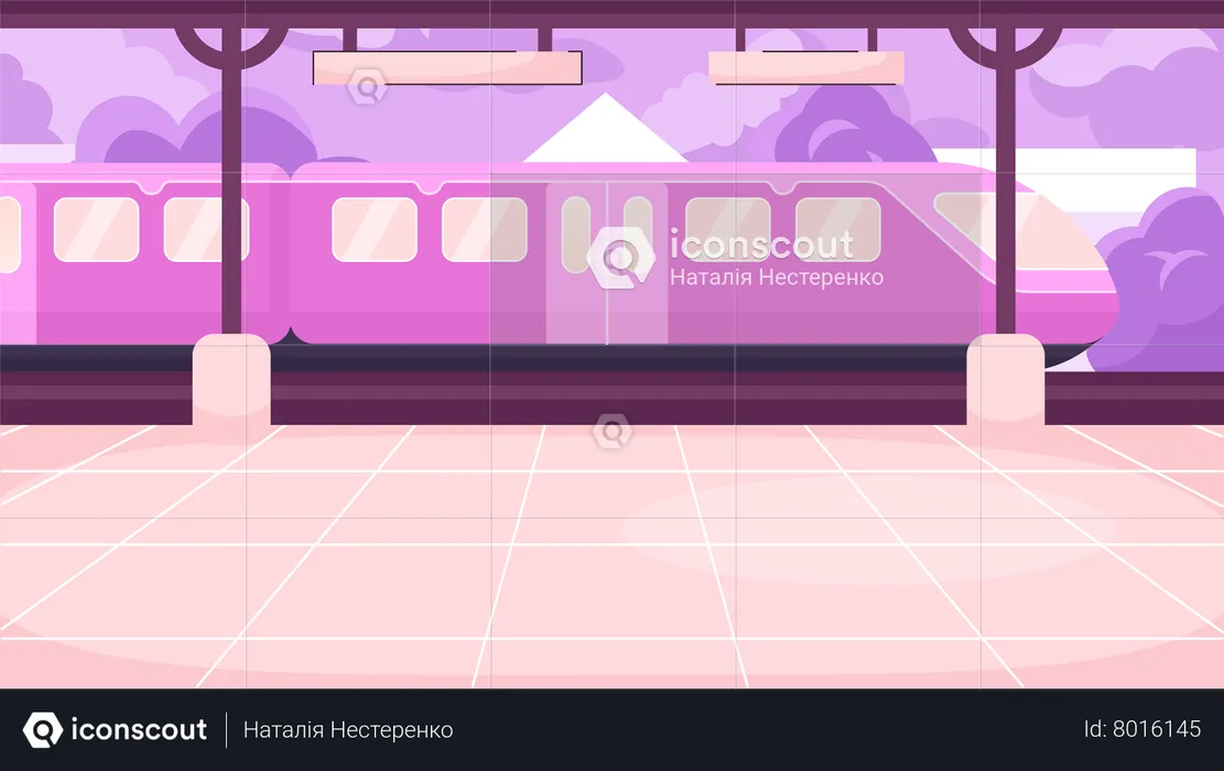 Estación de tren de plataforma  Ilustración