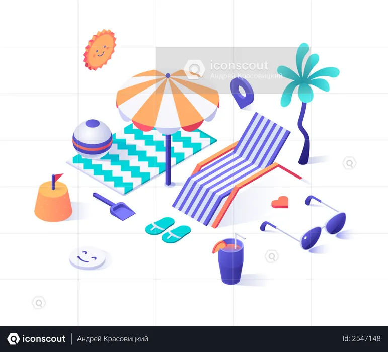 Anforderungen an den Standort „Beachside Traveling“  Illustration