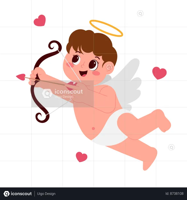 Angel Boy Holding Bow Arrow  Illustration