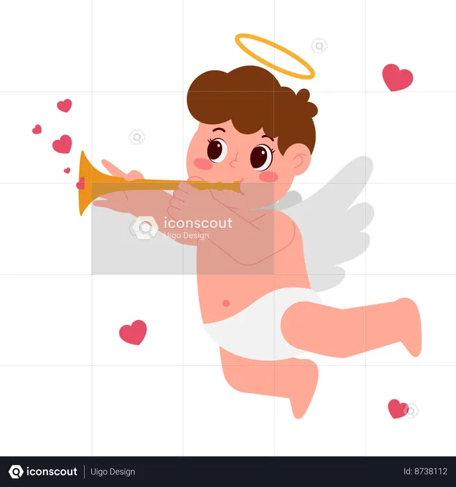 Angel Boy With Trumpet  Illustration