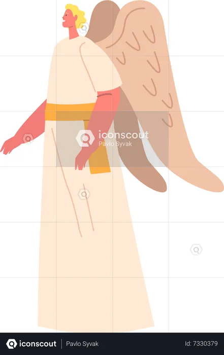 Angel Character Celestial Being With Divine Wings  Illustration