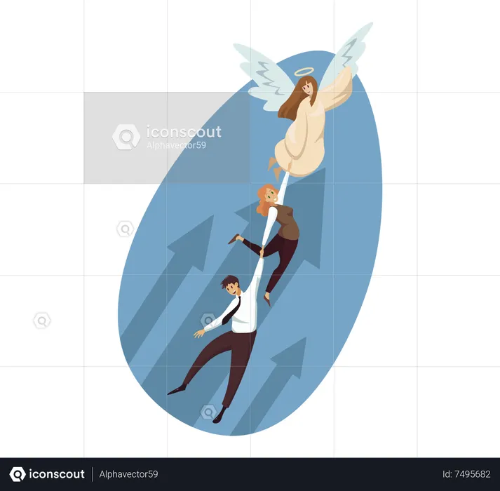 Angel help business people for career growth  Illustration