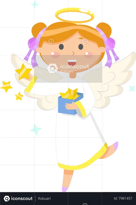 Angel with Box of Stars Christmas or Easter symbol  Illustration