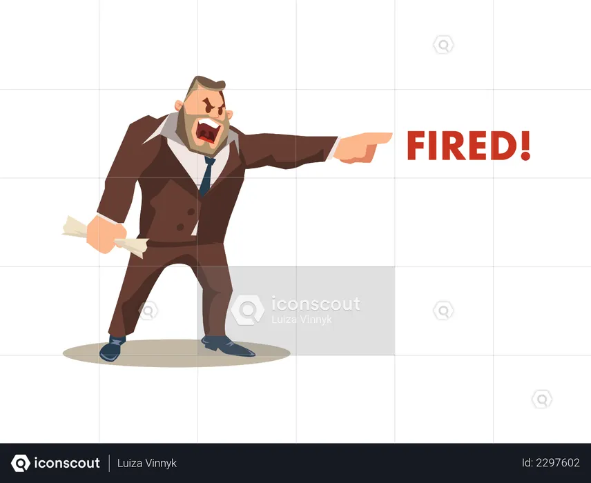 Angry boss firing employees  Illustration