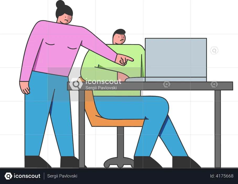 Angry boss shouting on employee  Illustration