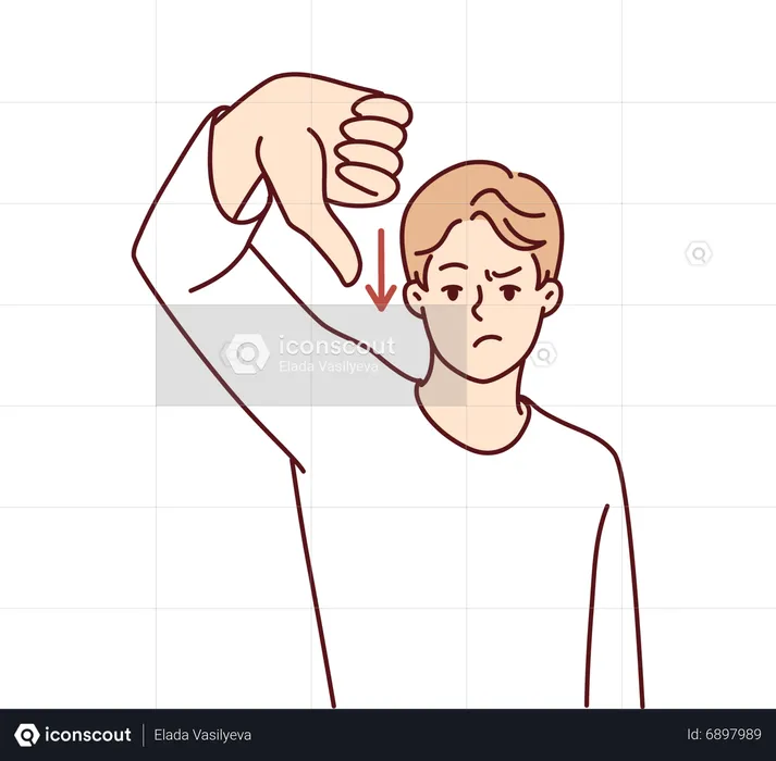 Angry boy showing down thumb  Illustration