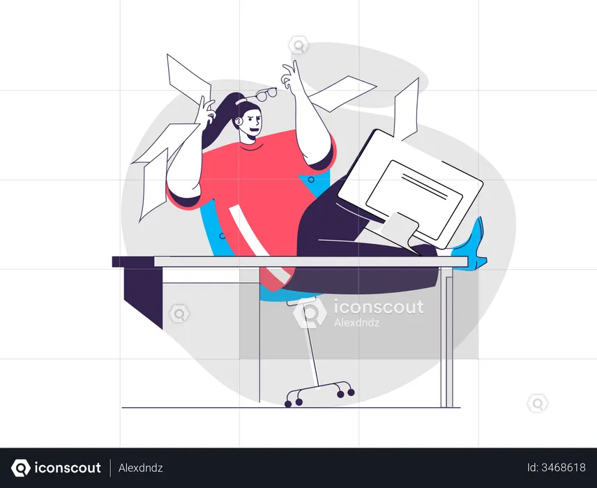 Angry Business Woman throwing papers  Illustration