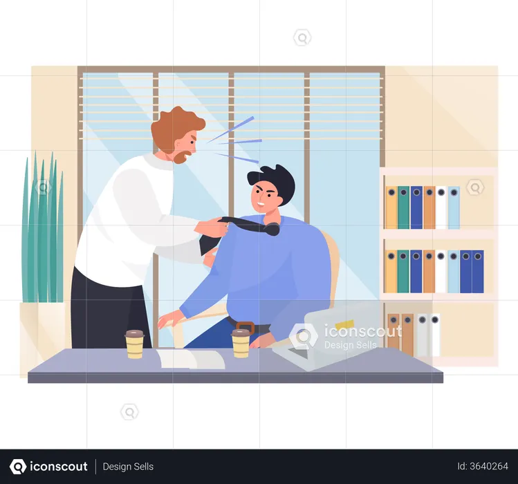 Angry Businessman Pulling Tie of employee  Illustration