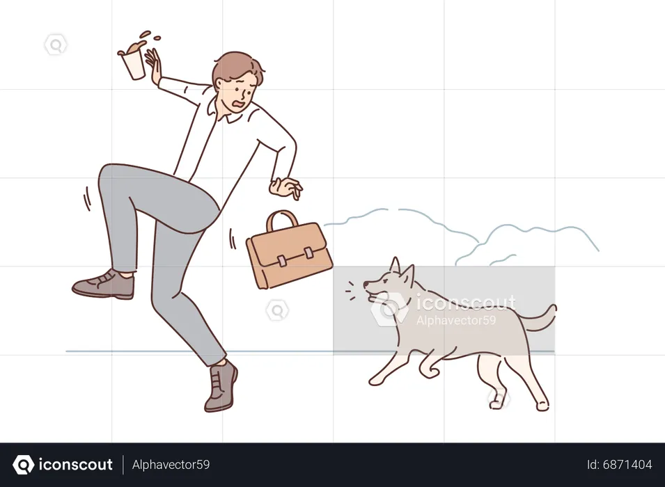 Angry dog attacking businessman  Illustration